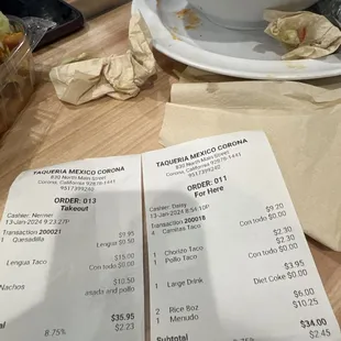 Reciept for almost $70 order &amp; they were only going to give me total of ONLY 2 green salsa!!! Any more was an extra charge. Wtf!!!