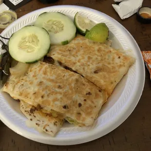Spicy pork quesadilla