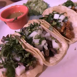 Chicken and carne Assad tacos