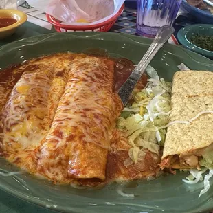 Chicken enchiladas, chicken tacos