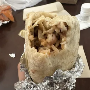 Buche burrito ('plain' aka meat, bean, rice)