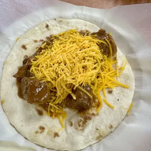 Carne Guisada w cheese taco...
