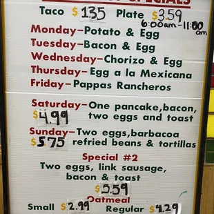 breakfast specials