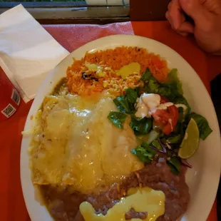 Enchiladas Verde with Al Pastor meat