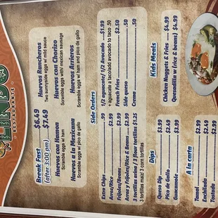 the menu
