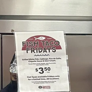 a fish taco friday sign