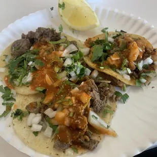 Carne asada and Al pastor.