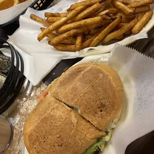 Torta asada with French fries