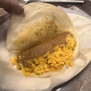 Chorizo &amp; bean taco with cheese