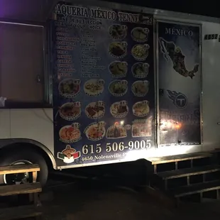 a food truck parked in a parking lot