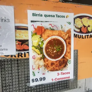 a menu for mexican food