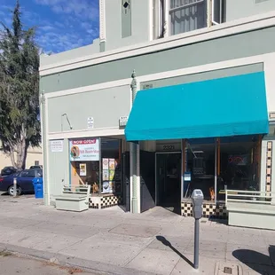 Next to public parking lot