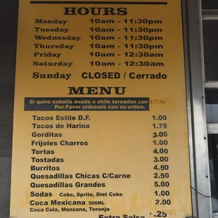 menu