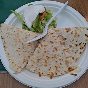 a plate of quesadillas