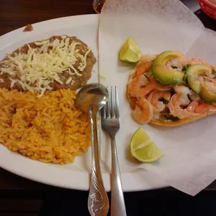 Shrimp tostada dinner