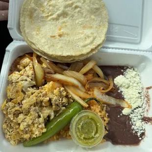 Eggs with chorizo breakfast plate. Absolutely delicious!