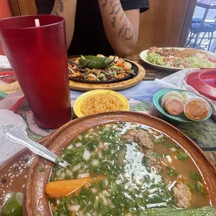 albondigas and shrimp fajita plate