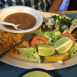 Taco Plate with Charro beans