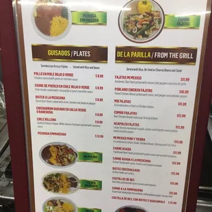 Menu - Plates and grilled food