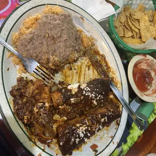 Mole enchilada rice and beans