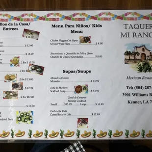 sushi and sashimi, menu