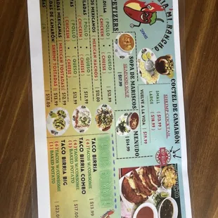 menu