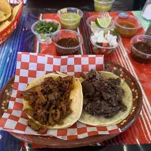 Pastor and cabeza street tacos