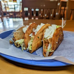 Beef tacos dorados $11 - No more free chips &amp; salsa :(