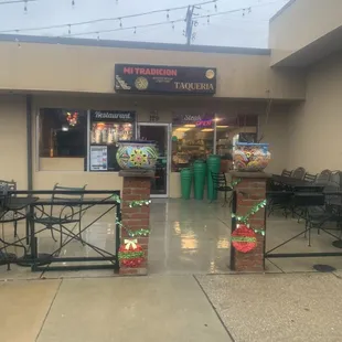 the entrance to the restaurant