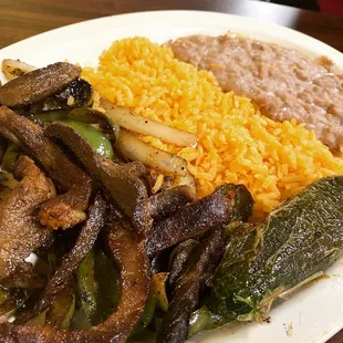 Beef fajitas plate