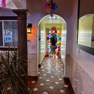 a hallway in a mexican restaurant