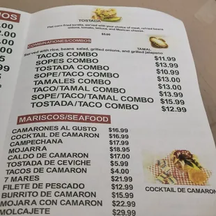 the price of the menu