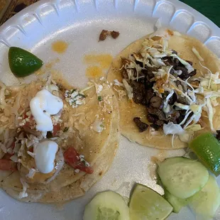 Shrimp taco and asada taco