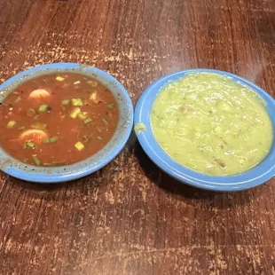 two bowls of soup