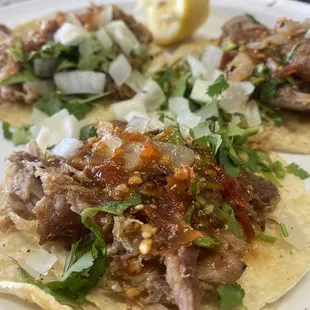 3 Carnitas Tacos.