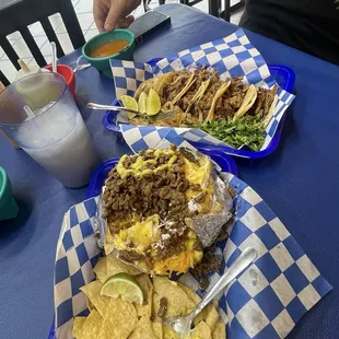 HUGE baked potato and tacos!!