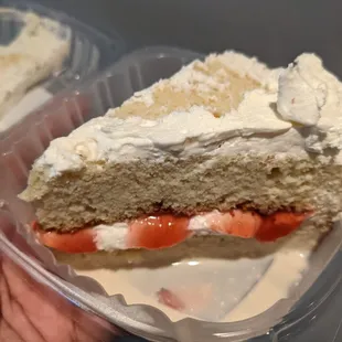 a piece of cake in a plastic container