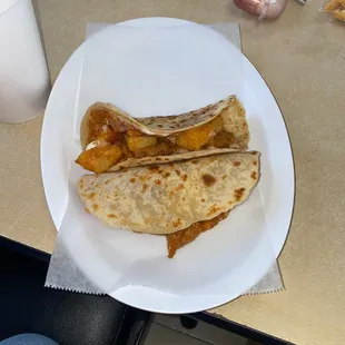 a plate of quesadillas