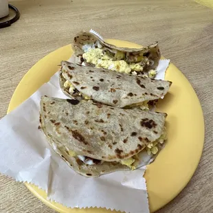 a plate of quesadillas