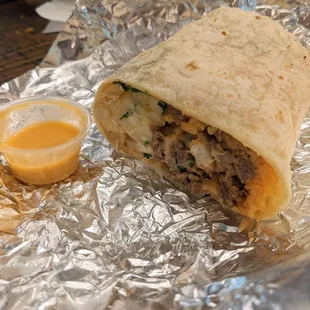 California burrito, habanero sauce