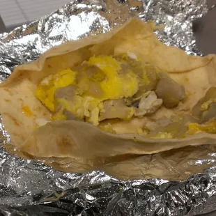 A look inside their potato, egg and cheese taco