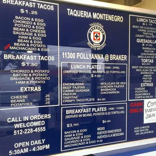 The menu and prices!