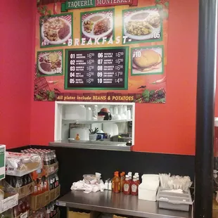 Breakfast menu, also serve individual breakfast tacos for $1.99