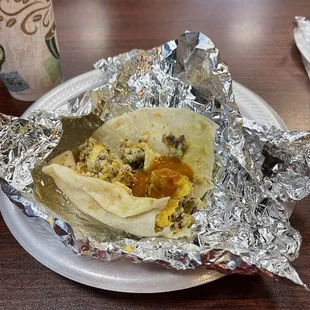 Sausage breakfast taco