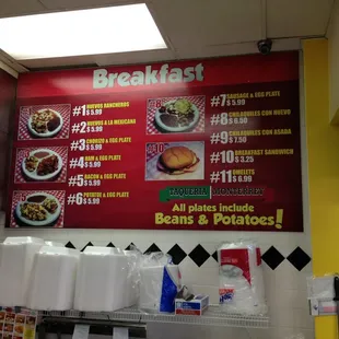 Breakfast menu