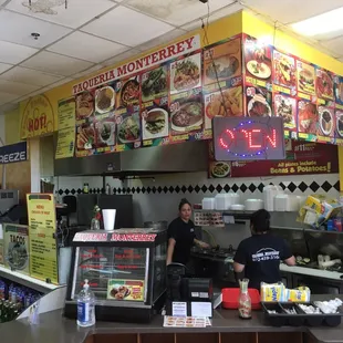 Corner of ordering area inside gas station.