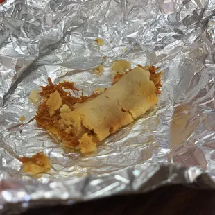 Mostly eaten pork tamale