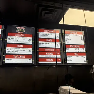 New menu board with prices