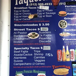 **Street Tacos are actually $3.50