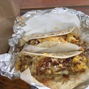Loaded up breakfast tacos